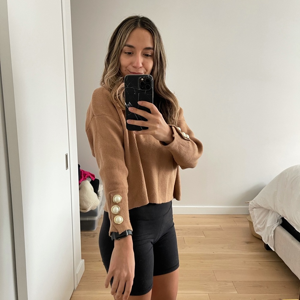 Zara Cropped Turtleneck Sweater With Arm Detail